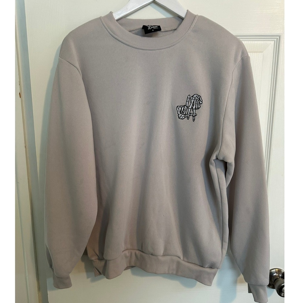 Original‎ Deluxe Supply Los Angeles Skeleton Hand Rose Cream Mens Crewneck Small